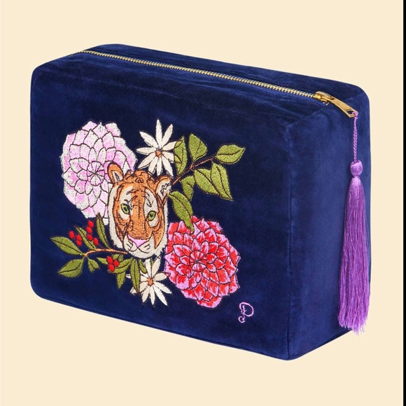 Powder Design Inc Handbags - Powder Design UK Velvet Vanity Bag in Floral Tiger in Indigo